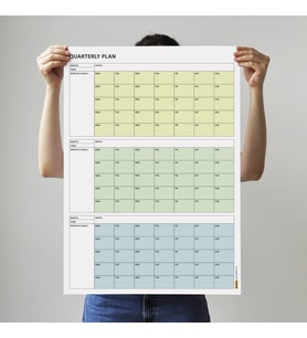 Tarihsiz Üç Aylık Duvar Takvimi, 90 Günlük Plan, Duvar Planlayıcı, Yeşil Renk - 50x70 cm