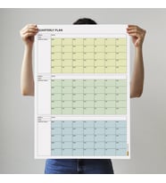 Tarihsiz Üç Aylık Duvar Takvimi, 90 Günlük Plan, Duvar Planlayıcı, Yeşil Renk - 50x70 cm