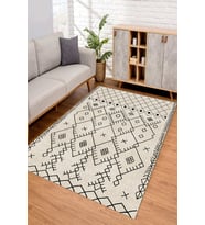 Dijital Kaymaz Taban Yıkanabilir Renkli Salon Halısı Mutfak Halısı Yolluk ND-SD-555 (Krem)
