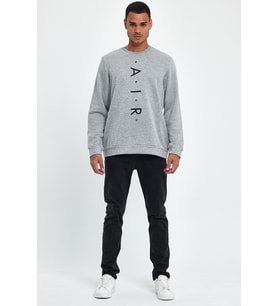 Erkek Bisiklet Yaka Regular Fit Air Baskılı İnce Sweatshirt SPR22SW131