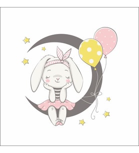 Ay'da Sevimli Tavşan Sticker Duvar Sticker 30x30 CM