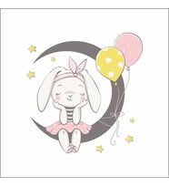 Ay'da Sevimli Tavşan Sticker Duvar Sticker 30x30 CM