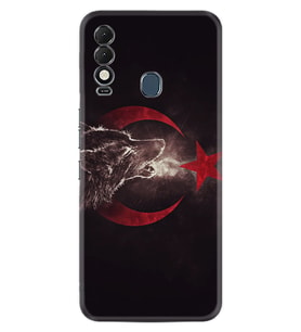 Tecno Spark 8T Kılıf Resimli Desenli Baskılı Silikon Kurt ve Ay Yıldız 1403