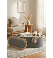 Contes Bohem Sandıklı Orta Sehpa Puf/Bench , Gri