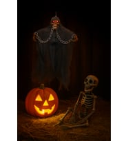 Halloween Cadılar Bayramı İskelet Korkuluk Işıklı Sesli 30 cm Yeşil. Korku Aksesuarı