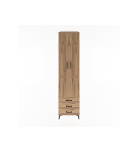 Hyperion Dolap 5 Raflı 3 Çekmeceli 2 Kapaklı 60x44x243 Çam-Çam