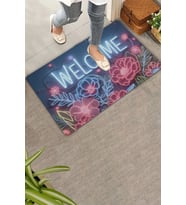 Valerine Life Neon Zambak Çiçekleri Welcome Kapı Önü Paspası 45x70cm