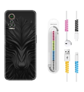 General Mobile GM 21 Pro GM 22 Pro Plus Kılıf Kablo Koruma Spiral Silikon Black Fox 1325