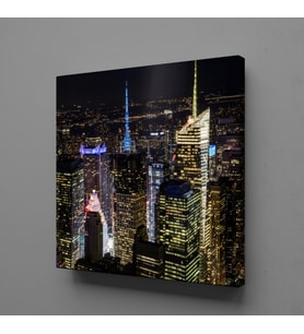 GECE IŞIKLI ŞEHİR MANZARASI KANVAS TABLO 140x140cm