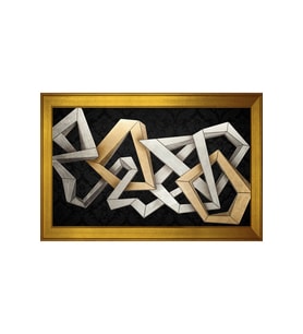Soyut Şekiller Motifli Kanvas Tablo 50 x 70 cm Gold Çerçeve