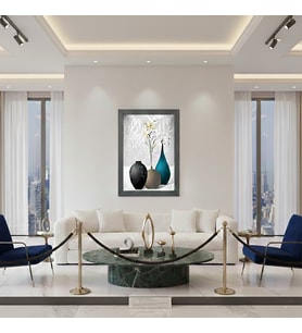 Salon ve Ofis İçin Tasarım Soyut Vazo Temalı Modern Çerçeveli Tablo