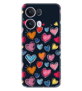 Oppo Reno 13F Kılıf Boutique Baskılı Resimli Boyama Kalpler Pcode -019