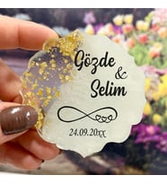 Epoksi Magnet Hediyelik - ETİKET DEĞİLDİR!! - Sonsuzluk Tasarım - Düğün, Nişan, Söz, Kına, Nikah Hatırası (Gold)