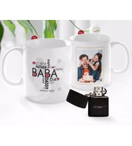 BK Gift Kişiye Özel Babalar Günü Hediyesi Fotoğraflı Kupa Bardak ve Benzinli Çakmak Seti-14 (Model 1)