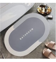 Paspası Süper Su Emici Kaymaz Tabanlı Paspas Banyo Paspası Oval Diatomit Paspas Süper Emici Paspas Oval (60x39cm) (Gri)