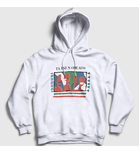 Presmono Unisex Beyaz Vintage Talking Heads Kapüşonlu Sweatshirt 494008tt