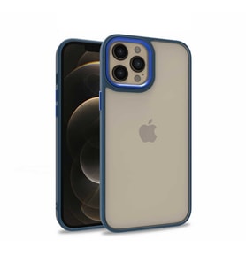 Apple iPhone 12 Pro Max Kılıf Zore Flora Buton, Kenar Çevresi Renkli Kılıf (Mavi)