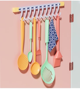 10 Kancalı Raylı Mutfak ve Banyo Düzenleyici Askı 30 cm