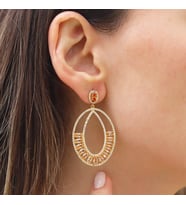 Sitrin Taşlı Glamore Gold Gümüş Küpe