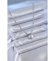 316L Çelik Gümüş Renk İncili Kalp Model Minimal Top Detay Kadın Kolye 5886 - OVRLAU8277-2050