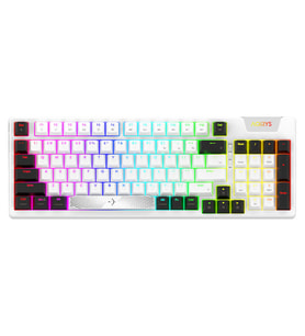 AQIRYS Adara Beyaz/Siyah %95 HaiMu Linear Pink Switch Hotswap RGB İngilizce Mekanik Gaming Klavye