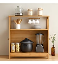 Çok Amaçlı Bambu Dolap 66x33x85 cm - Organizer Raflı