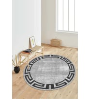 Dijital Baskılı Kaymaz Taban Yıkanabilir Yuvarlak Salon Halısı Koridor Halısı Paspas NDY-HY-823 (Gri)