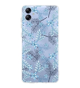Samsung Galaxy A04e   Kapak Floral Mavi Tasarımlı Şeffaf  Kılıf