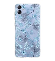 Samsung Galaxy A04e   Kapak Floral Mavi Tasarımlı Şeffaf  Kılıf