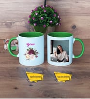 İsme Özel Doğum Günü Hediyesi Kupa Bardak Yeşil Fotoğraflı