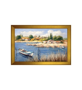 Manzara Temalı Kanvas Tablo 50 x 70 cm Gold Çerçeve