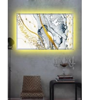 Led Işıklı Dekoratif Gold Kare Tablo