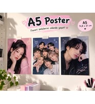 BTS K-Pop A5 Mini Poster Seti – 3 Adet Yapışkanlı Duvar Posteri, 14,8 × 21 cm