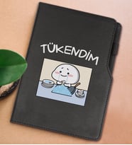 BK Gift Tükendim Tasarımlı Siyah Termo Deri Not Defteri 15x21cm-1