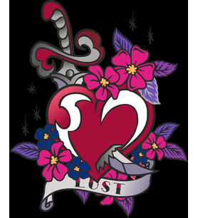 Lust Bıçak ve Kalp Sticker 10x10 cmRenkli Sticker