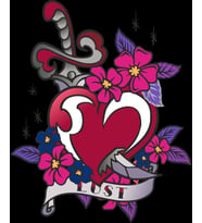 Lust Bıçak ve Kalp Sticker 10x10 cmRenkli Sticker