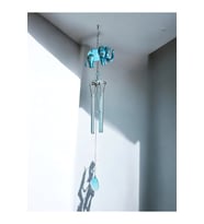 Kişiye Özel Şans ve Huzur Getiren Fil Tasarımlı Dekoratif Rüzgar Çanı Metal & Cam 72 cm - mavi (DS-1-6m1)