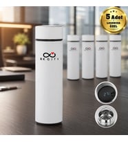 Logonuza Özel 5 Adet 5338 Dijital Süzgeçli Çelik Termos 450 ml Kurumsal Termos