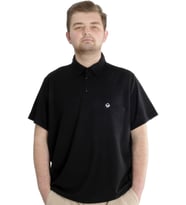 Mode XL Büyük Beden Erkek T-shirt Polo Cepli Golf WAFFLE 23320 Siyah