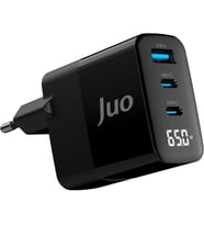 Juo 65W GaN Led Ekranlı Hızlı Şarj Cihazı 2 Type-C + USB-A iPhone & iPad & Notebook Uyumlu Şarj Aleti Teşhir