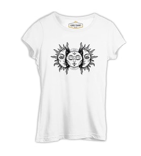 Moon in the Sun Beyaz Kadın Tshirt