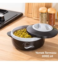 Porsima 3149 1000 mL Yemek Termosu - Sızdırmaz Kilitlenebilir Kapak Paslanmaz Çelik Sefer Tası - Siyah