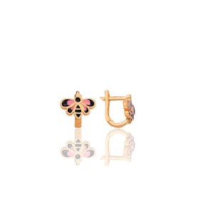Gümüş rose mineli arı modeli çocuk küpesi SGTL12419ROSE