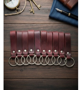 10 Adet Bordo Hakiki Deri Anahtarlık Moda Anahtarlık Hediye Anahtarlık