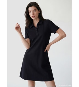 LCW Comfort Siyah Gömlek Yaka Mini Elbise