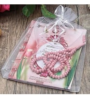 Hediyelik Yasin Kitabı 10 Adet Çanta Boy 80 Sayfa, 99'lu Kokulu Tesbih ve Tül Süslemeli Ekonomik Mevlid Paketi (Pembe)
