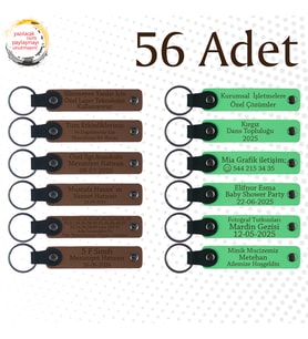 A Kahve & Fıstık Yeşili, Özel Kurslar İçin Tanıtım Hediyesi 56'lı Set Firmaya Özgü Yazılı Anahtarlık
