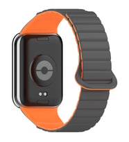 Lexroo Xiaomi Mi Band 8 Pro Silikon Kordon KRD-105 Strap Kayış - Gri-Turuncu