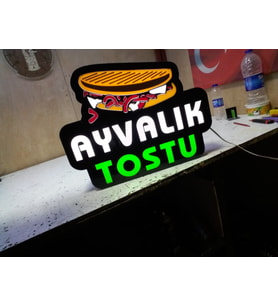Ayvalık Tostu Yazılı Tabela 3D Led Neon Etkili Işıklı Tabela 30X45 CM Tek Taraflı