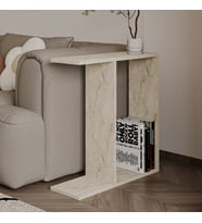 Lotus Modern Yan Sehpa – Kitaplıklı ve Dekoratif Tasarım (Bej)